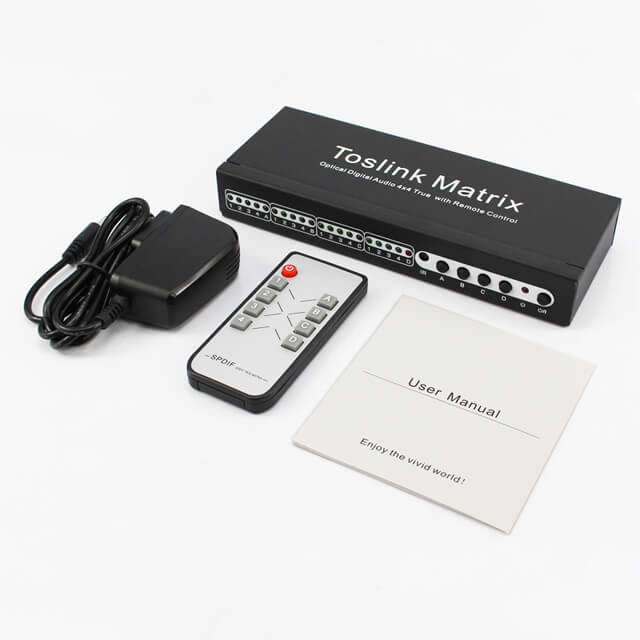 TTL Optical Digital Audio IR Remote Operating 4k HDMI Matrix Switcher 4x4 V1 (5)