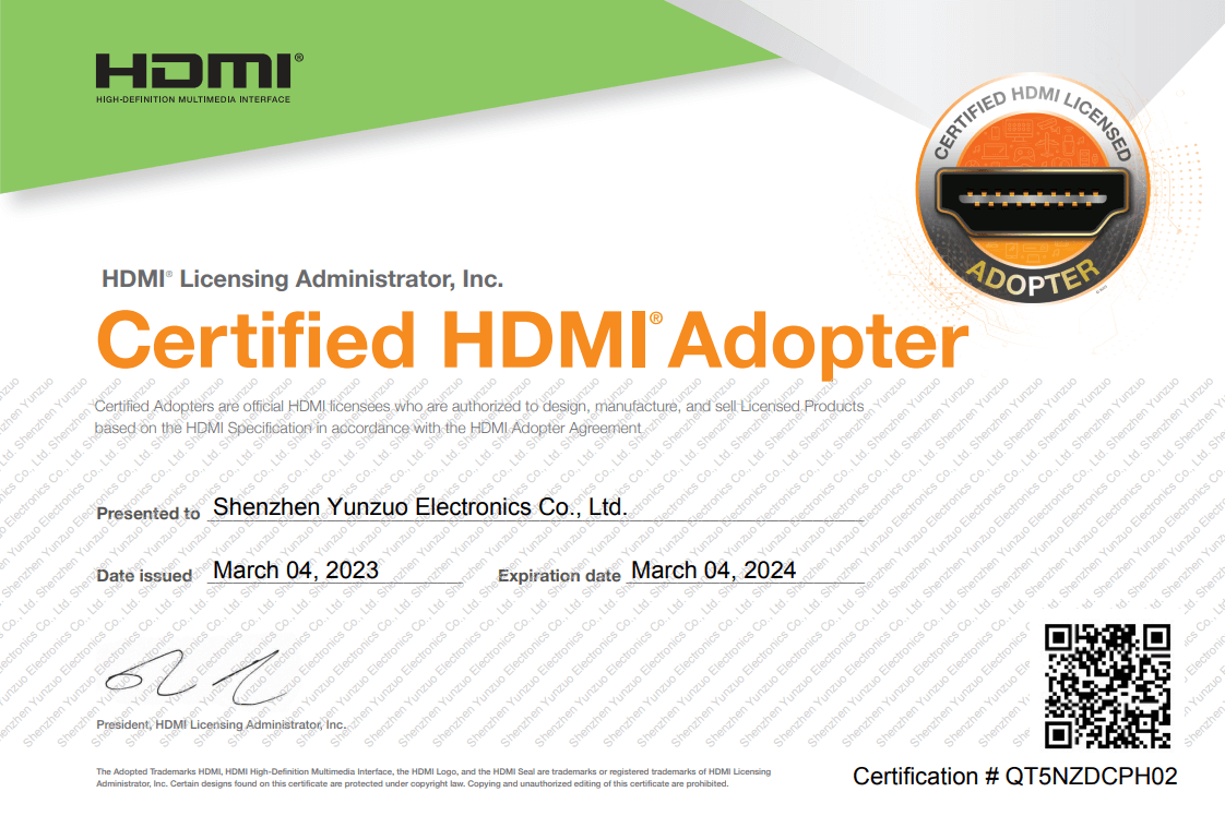 Certified HDMI Adopter YunZuo